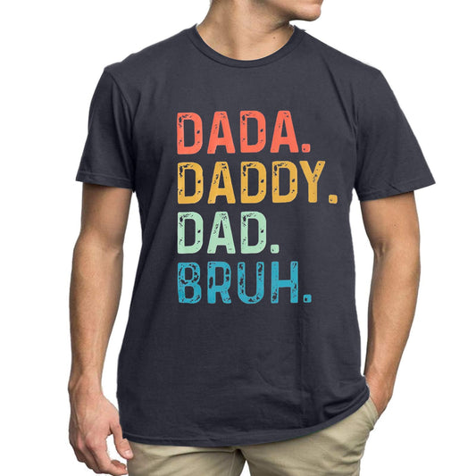KIMSOONG Dad Shirt for Men Dada Daddy Dad Bruh Tshirt Casual Letter Print Tee Shirt Grey
